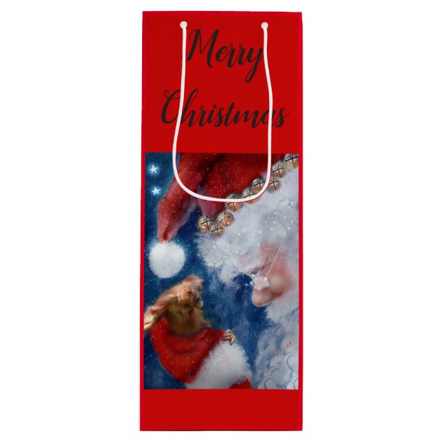 Santa Orangutan Christmas Wine Gift Bag (Front)