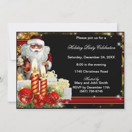 Santa Ornaments Candles Christmas Party Invitation