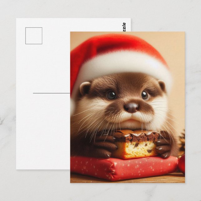 Santa Otter Brownies Postcard (Front/Back)
