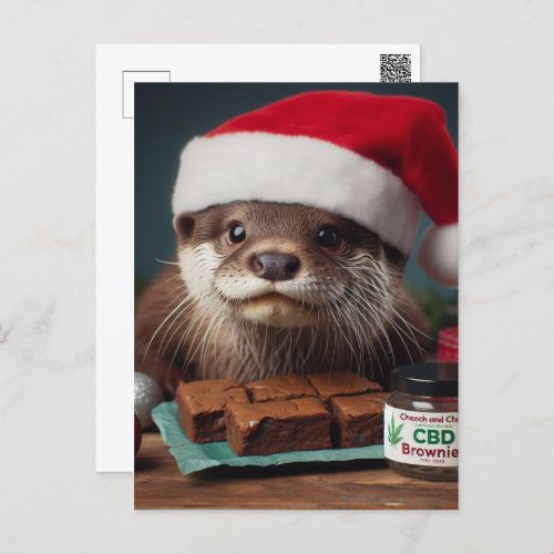 Santa Otter CBD Brownies Postcard