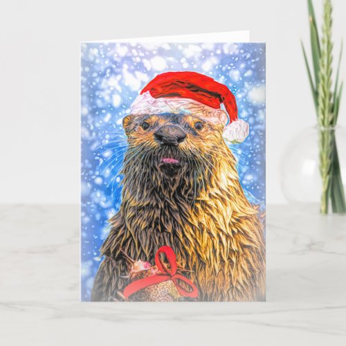 Santa Otter Holiday Card