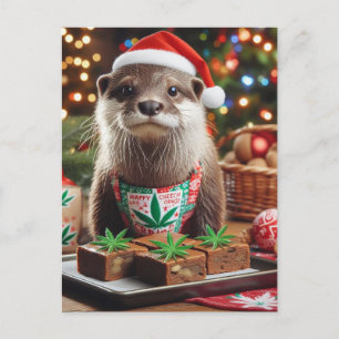 Santa Otter With the Special Brownies Postcard