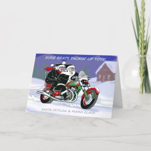 Santa Outlaw w Mama Claus Christmas Card Card