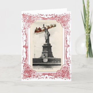 Santa Over New York American Christmas Card