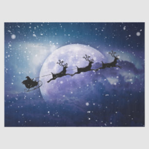 santa over the moon tissue paper