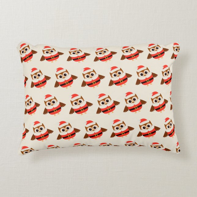 Santa Owl Accent Pillow (Front)