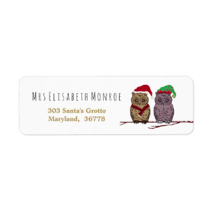 Santa Owl and Elf Owl Label