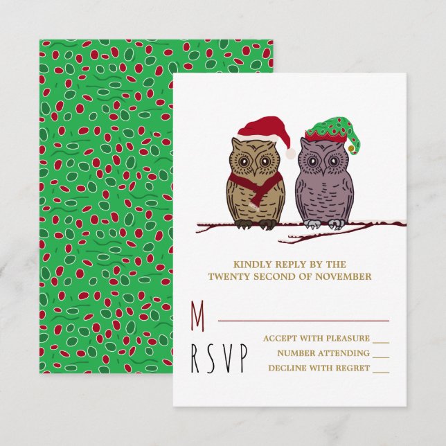 Santa Owl and Elf Owl RSVP (Front/Back)
