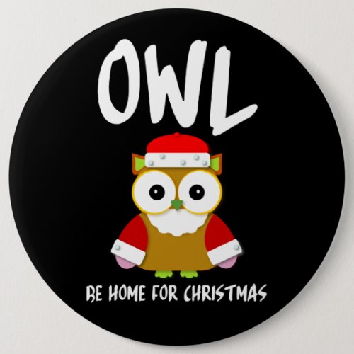 Santa Owl Christmas Kawaii Cartoon Button