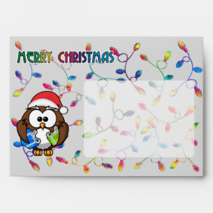 Santa owl & Christmas lights Envelope