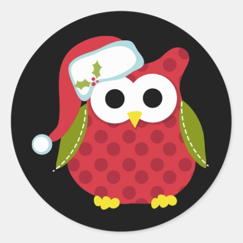 Santa Owl Classic Round Sticker