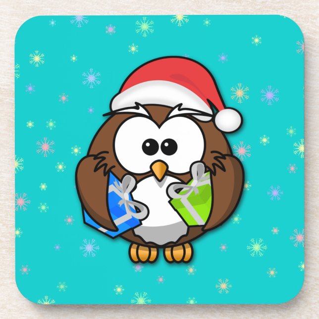 Santa owl drink coaster (Front)