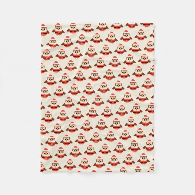Santa Owl Fleece Blanket (Front)