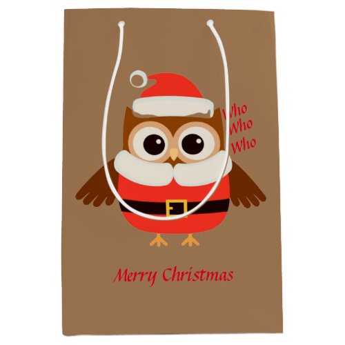 Santa Owl Giftbag Medium Gift Bag