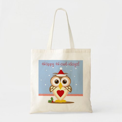 Santa Owl Holiday Art Tote Bag