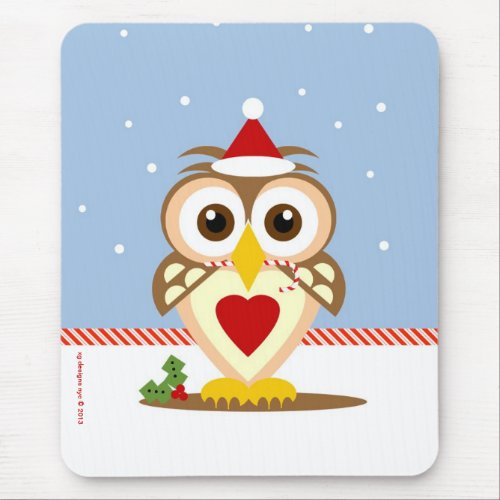 Santa Owl Holiday Mousepad