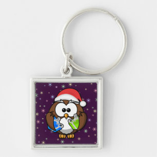 Santa owl keychain