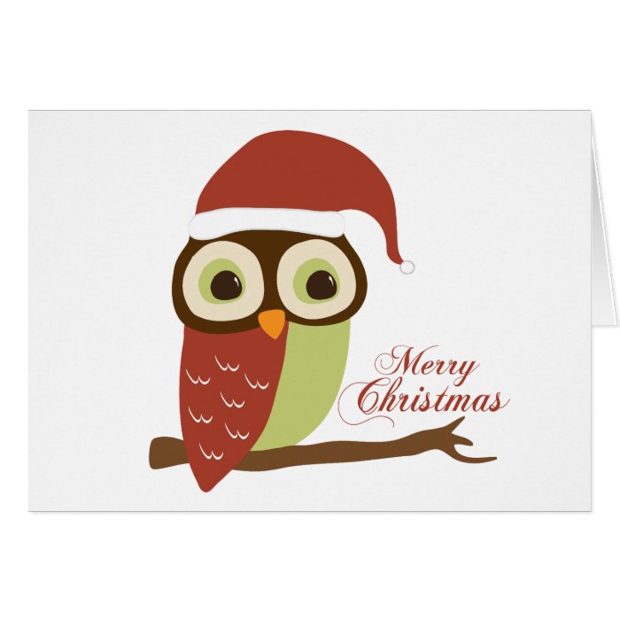 Santa Owl Merry Christmas Cards