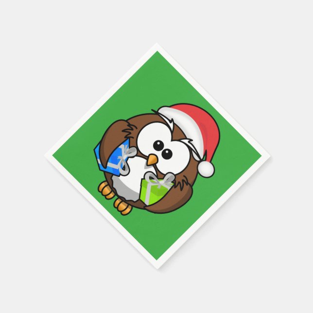 SANTA OWL PAPER NAPKINS (Corner)