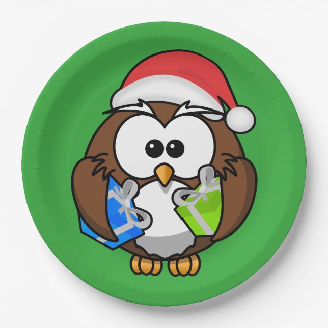 SANTA OWL PAPER PLATES (Front)