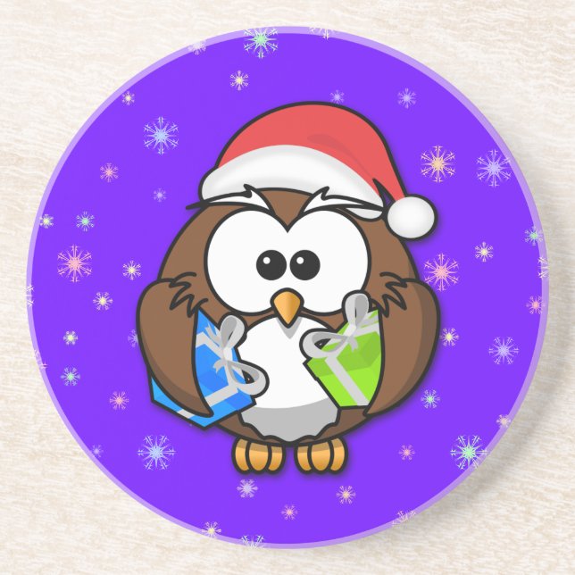 Santa owl sandstone coaster (Front)