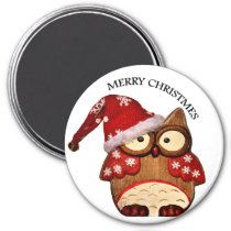 Santa Owl with a red Santa hat Magnet
