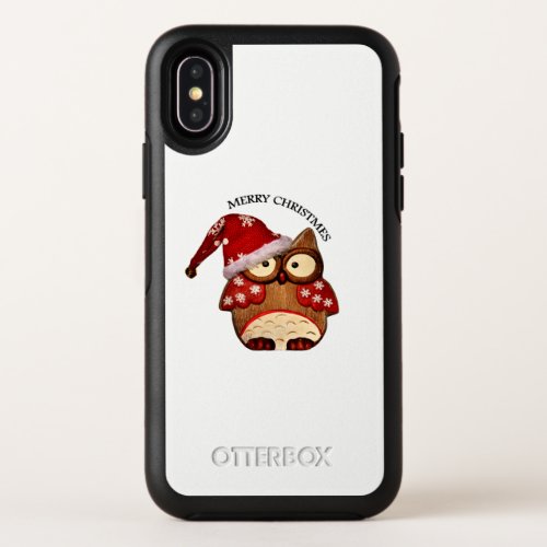 Santa Owl with a red Santa hat OtterBox Symmetry iPhone X Case