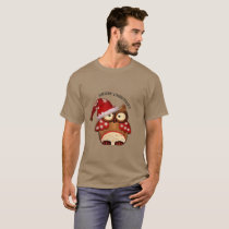 Santa Owl with a red Santa hat T-Shirt