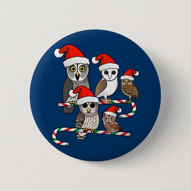 Santa Owls Button (Front)