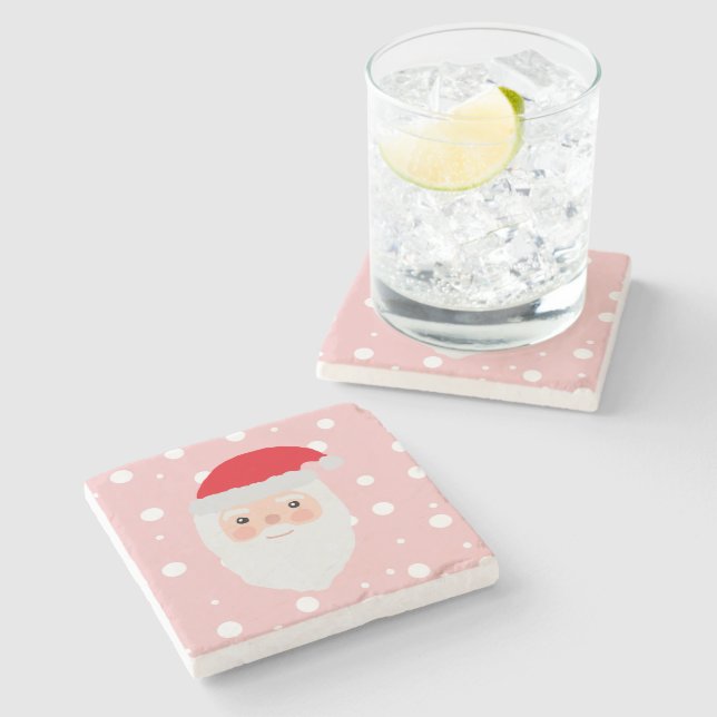 Santa Painting Cheery Illustration Stone Coaster (Side)