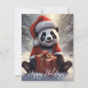 Santa Panda Bear Holiday Card