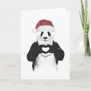 Santa panda holiday card