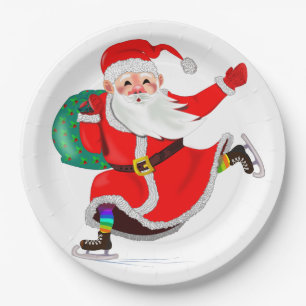 Santa Paper Plates Merry Christmas