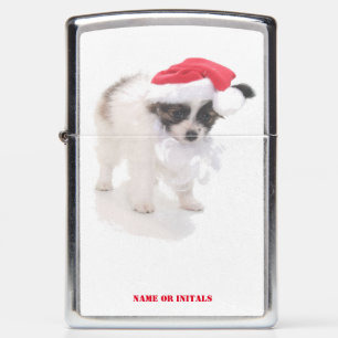 SANTA PAPILLON PUPPY ZIPPO LIGHTER