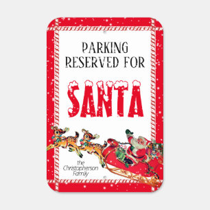 Santa Parking Christmas Custom Family Retro Look Metal Sign