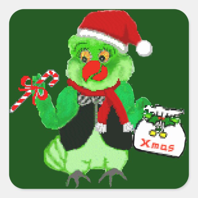 Santa Parrot Stickers (Front)