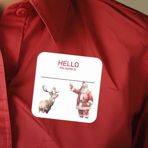 Santa Party Name Tag Badge Christmas