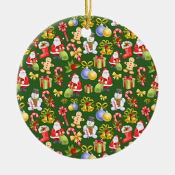 Santa Pattern Ornament by ChristmasTimeByDarla at Zazzle