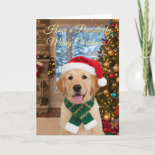 Santa Paw Christmas-Cute Golden Retriever Greeting Card