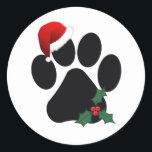 Santa Paw Print Christmas Classic Stickers<br><div class="desc">For the dog lovers out there! Adorable Santa Paw Print Christmas Classic Round Stickers ... perfect for envelope seals, party favor stickers etc. Available in 2 sizes: 1.5 inch/20 per sheet 3 inch/6 per sheet Printed on white acid-free paper Vibrant full-color, full-bleed printing Scratch-resistant front, easy peel-and-stick back Available in...</div>
