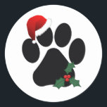Santa Paw Print Christmas Classic Stickers<br><div class="desc">For the dog lovers out there! Adorable Santa Paw Print Christmas Classic Round Stickers ... perfect for envelope seals, party favor stickers etc. Available in 2 sizes: 1.5 inch/20 per sheet 3 inch/6 per sheet Printed on white acid-free paper Vibrant full-color, full-bleed printing Scratch-resistant front, easy peel-and-stick back Available in...</div>