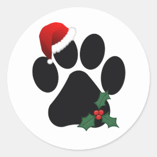 Santa Paw Print Christmas Classic Stickers