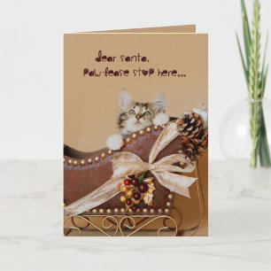 Santa Pawlease stop here Kitten Holiday Card