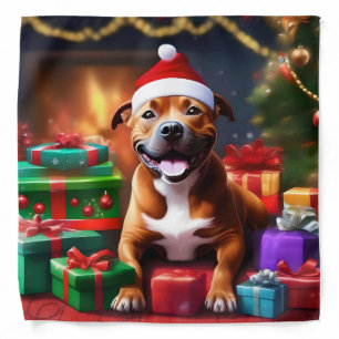 "Santa Paws: A Staffy’s Festive Surprise" Bandana