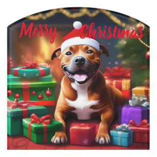 "Santa Paws: A Staffy’s Festive Surprise" Door Sign