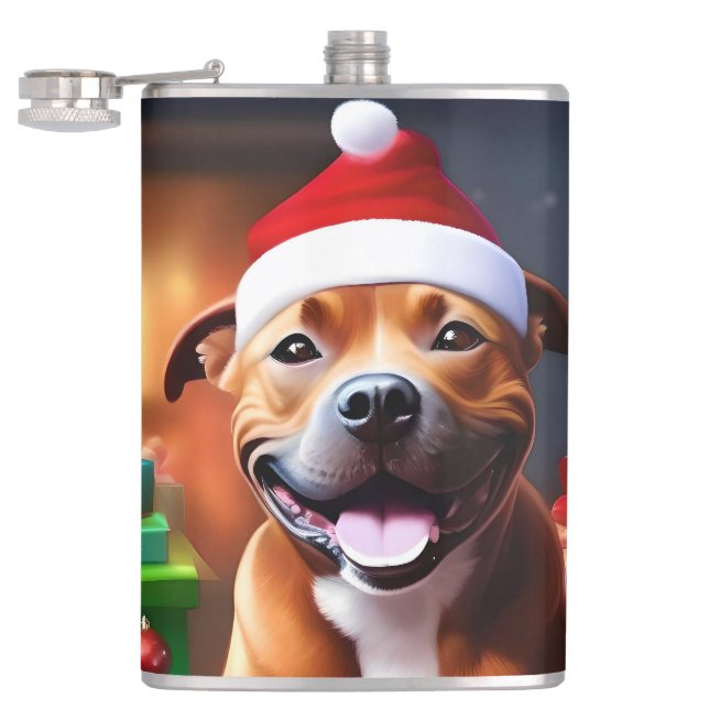 "Santa Paws: A Staffy’s Festive Surprise" Flask (Opened)