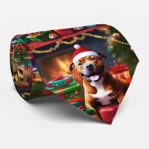 "Santa Paws: A Staffy’s Festive Surprise" Neck Tie
