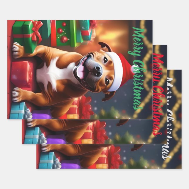 "Santa Paws: A Staffy’s Festive Surprise"   Wrapping Paper Sheets (Set)