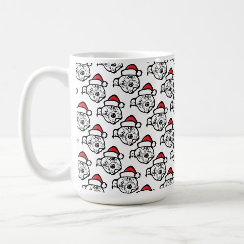 Santa Paws AmStaff Dog in Festive Hat Coffee Mug