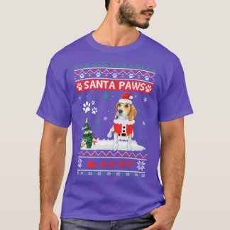 Santa Paws Beagle Merry Christmas Dog Funny Xmas T-Shirt